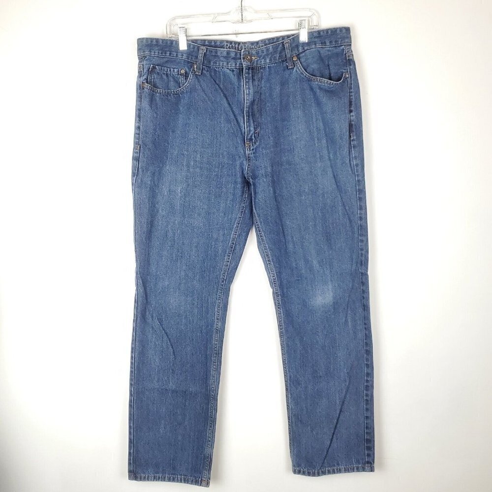 Ruff Hewn Slim Straight Jeans Size 40x29.5 Blue Denim‎ Cotton Blend